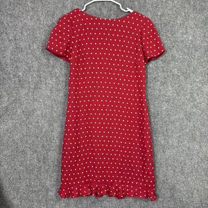 Talbots Dress Womens Size 4 Red Silk Polka Dots Vintage Lined Ruffle Hem Classic